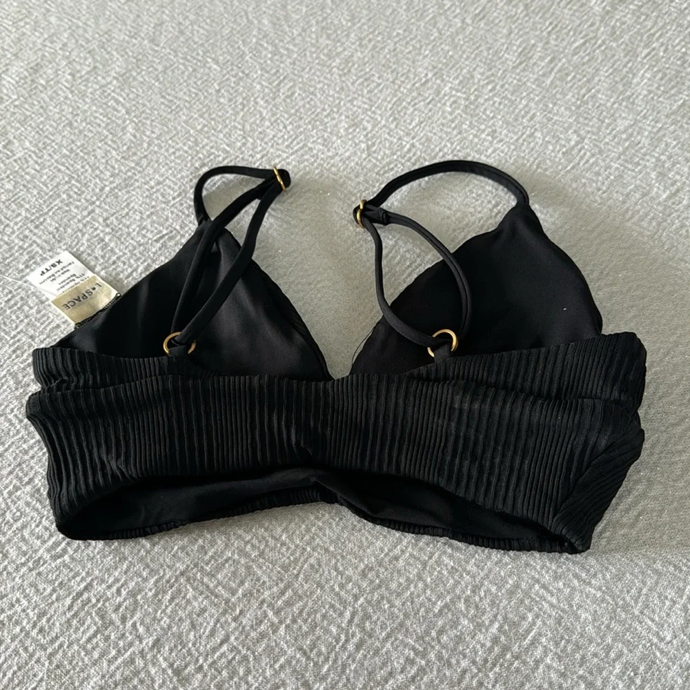 L*Space Winnie Cabana Bikini Top, Black, Size X-Small, $114